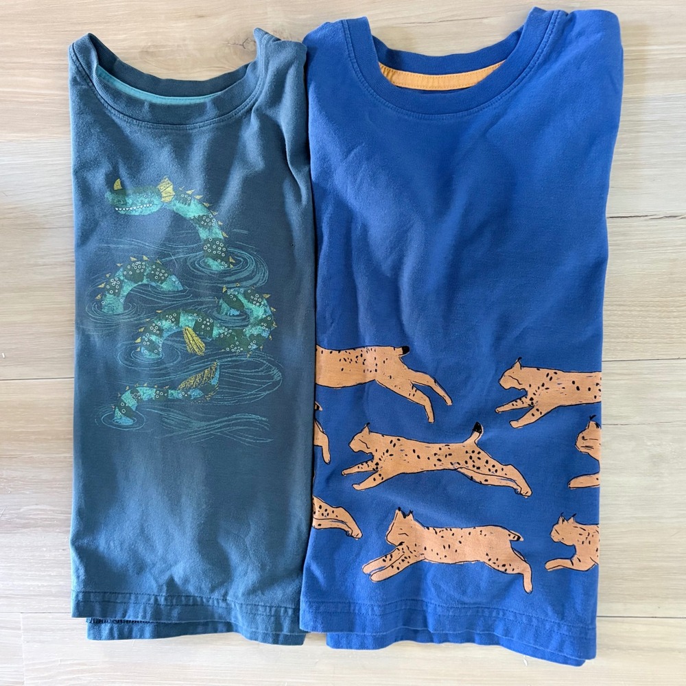 Tea Collection Graphic T-Shirt Bundle Size 5 Blue Teal Nessie Lynx Long Sleeve